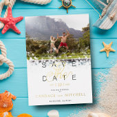 お洒落シンプルエレガント写真おもしろいカップル 箔招待状