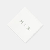 お洒落シンプルサージモノグラムホワイトカクテルナプキンス スタンダードカクテルナプキン (角)