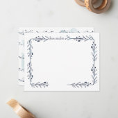 お洒落シンプルネイビーベリーつる植物 ノートカード (正面/裏面インサイチュ)