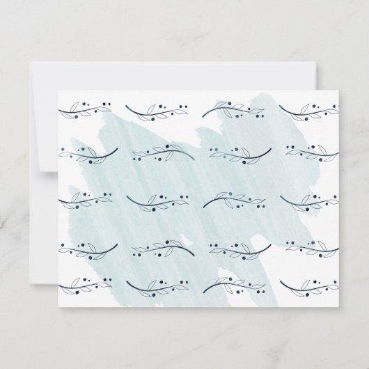 お洒落シンプルネイビーベリーつる植物 ノートカード (裏面)