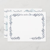 お洒落シンプルネイビーベリーつる植物 ノートカード (正面/裏面)