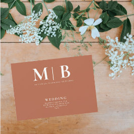 & お洒落シンプルモノグラムテラコッタノペアレント 招待状