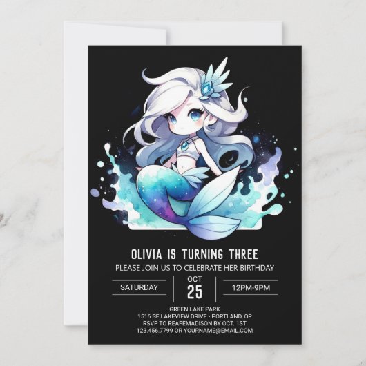 お洒落シンプル誕生日 招待状 (正面)