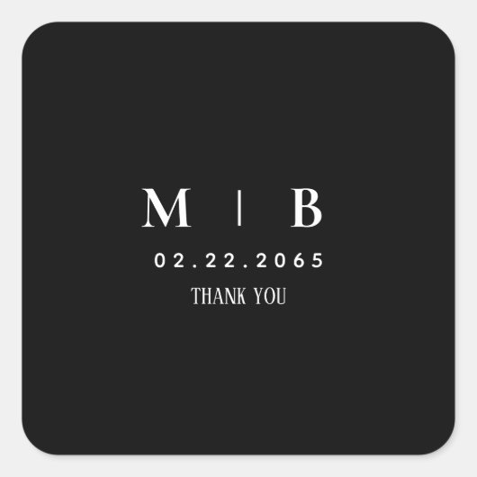 お洒落シンプルB/Wモノグラムサンキュー スクエアシール (正面)
