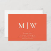 & お洒落シンプルTangerine Monogram日付を保存 サンキューカード (正面/裏面)