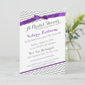 お洒落ジグザグパープルブライダルシャワー 招待状 (スタンド正面)