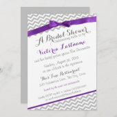 お洒落ジグザグパープルブライダルシャワー 招待状 (正面/裏面)