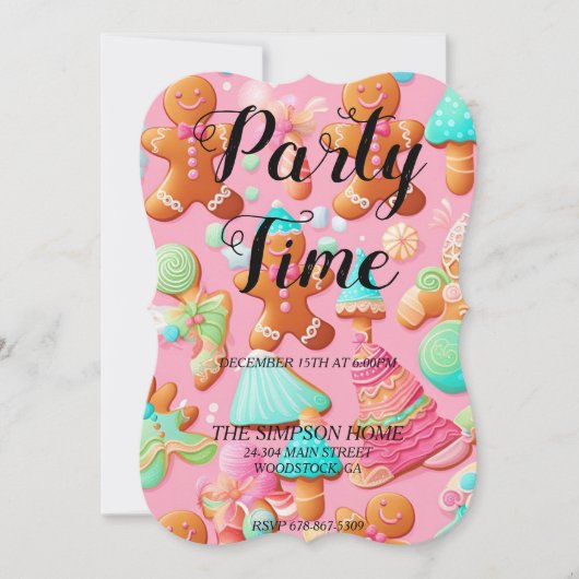 お洒落ジンジャーブレッドマン招待状 招待状 (正面)