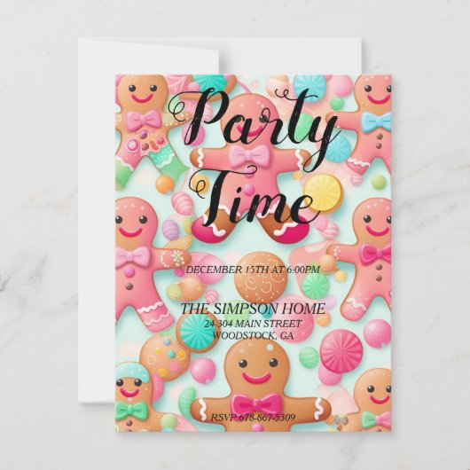 お洒落ジンジャーブレッドマン招待状 招待状 (正面)