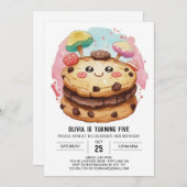 お洒落スイーツキッズクッキー誕生日 招待状 (正面/裏面)