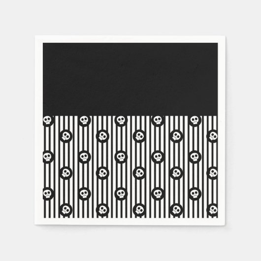 お洒落スカルブラック&ホワイトスカルハロウィーン スタンダードカクテルナプキン (正面)
