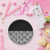 お洒落スカルブラック&ホワイトスカルハロウィーン ペーパープレート (パーティー)