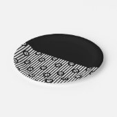 お洒落スカルブラック&ホワイトスカルハロウィーン ペーパープレート (アングル)