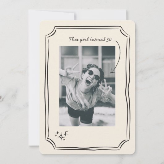 お洒落スケッチファンキー予測できな誕生日 招待状 (裏面)