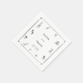 お洒落スケッチ白黒オールドマネー結婚ズ スタンダードカクテルナプキン (角)