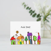 お洒落スケッチ,スモールタウン,アメリカ合衆国テンプレート ポストカード (スタンド正面)