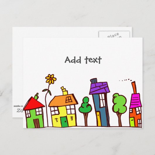 お洒落スケッチ,スモールタウン,アメリカ合衆国テンプレート ポストカード (正面/裏面)