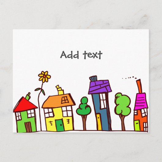 お洒落スケッチ,スモールタウン,アメリカ合衆国テンプレート ポストカード (正面)