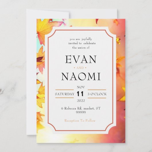 お洒落スタイリッシュ縁ど結婚は 招待状 (正面)