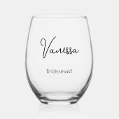 お洒落スタイルモノグラムの ステムなしワイングラス (正面)