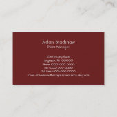 お洒落スター・ビジネス・カード、マルーン 名刺 (裏面)