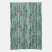 お洒落ストライプ花 キッチンタオル (縦)