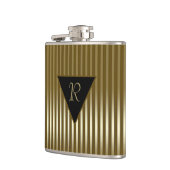 お洒落ストライプ金ゴールドモノグラムの フラスク (左)