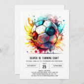 お洒落スポーツ水彩子供の誕生日 招待状 (正面/裏面)