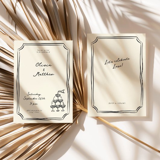 お洒落ズ結婚シャンパンタワー 招待状