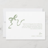 お洒落セージ結婚グリーンサンキューカード サンキューカード (裏面)