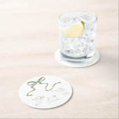 お洒落セージ結婚グリーン ラウンドペーパーコースター (インサイチュ)