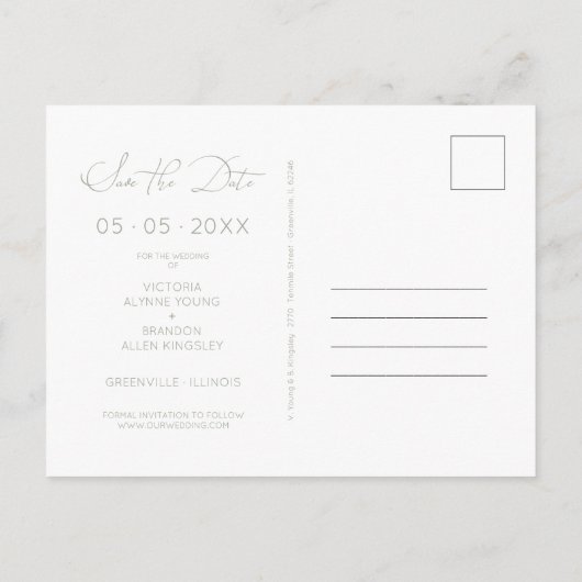 お洒落タイポグラフィピンクシェード花写真 案内ポストカード (裏面)