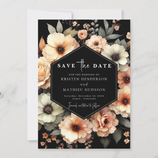 お洒落タイポグラフィピーチ結婚ーズ セーブザデート (正面)