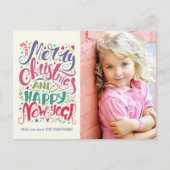 お洒落タイポグラフィホリデー写真はがき シーズンポストカード (正面)