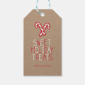 お洒落タイポグラフィ赤と白キャンディー ギフトタグ (正面)