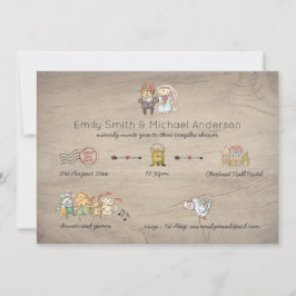 お洒落タイムラ素朴イン動物ブライダルシャワー 招待状