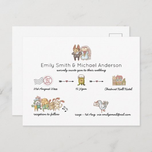 お洒落タイムラ結婚ンドルアート招待状 ポストカード (正面/裏面)