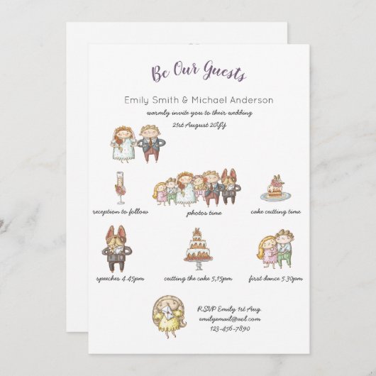 お洒落タイムラ結婚ンドルアート招待状 招待状 (正面/裏面)