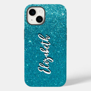 お洒落ターコイズフェイクグリッターモノグラム Case-Mate iPhone 14ケース