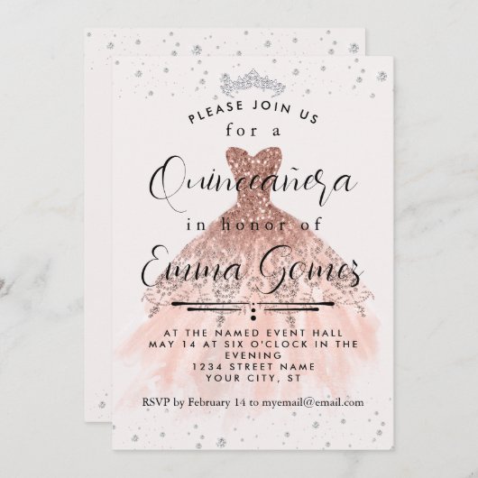 お洒落ダイヤモンドダストキンセアニェラ招待状 招待状 (正面/裏面)