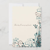 お洒落ティール（緑がかった色）&ブラウンスワール結婚式招待状 招待状 (裏面)