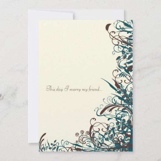 お洒落ティール（緑がかった色）&ブラウンスワール結婚式招待状 招待状 (裏面)