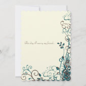 お洒落ティール（緑がかった色）&ブラウンスワール結婚式招待状 招待状 (裏面)