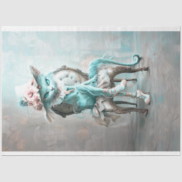 お洒落ティール（緑がかった色）ブルー目の猫の切り離し 薄葉紙