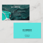 お洒落ティール(緑がかった色)Wave Officeクリーニング 名刺 (正面/裏面)