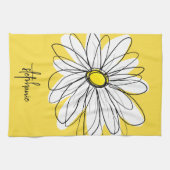 お洒落デイジーカスタム文字とカラー編集可能 キッチンタオル (横)