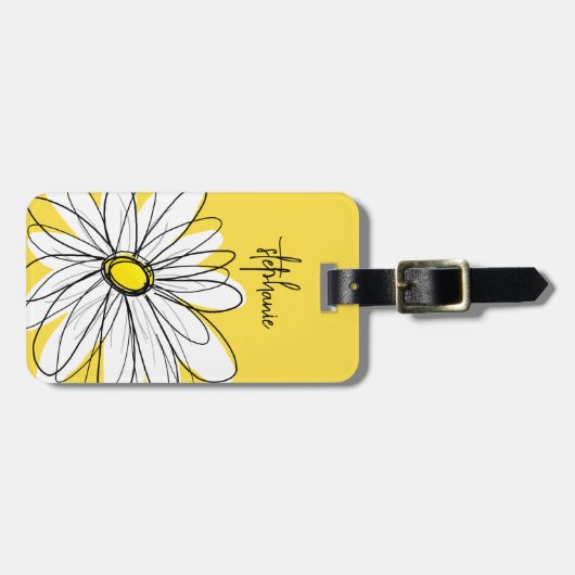 お洒落デイジーカスタム文字とカラー編集可能 ラゲッジタグ (正面横)