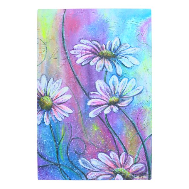 お洒落デイジーカラフルプリントオン金属プリント メタルプリント (正面)
