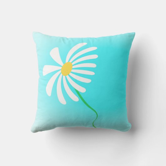 お洒落デイジーデザインターコイズ及び白色 クッション (裏面)