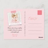 お洒落デイジーピンクハート誕生日ありがとう ポストカード (裏面)